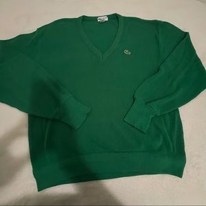 VINTAGE LACOSTE green v-neck sweater